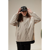 Unisex Jacket Loose Hooded Coat Oblique Zipper Mechanical Style Jacket